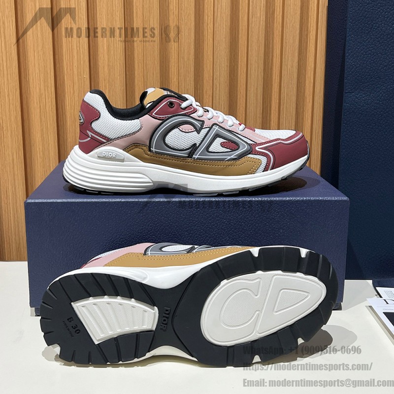 DIOR B30 White Brown Beige Mesh Calfskin Sneakers for Men and Women DIOR B30 White Brown Beige Sneakers 3SN279ZMD H867 Luxury Mesh Calfskin Shoes