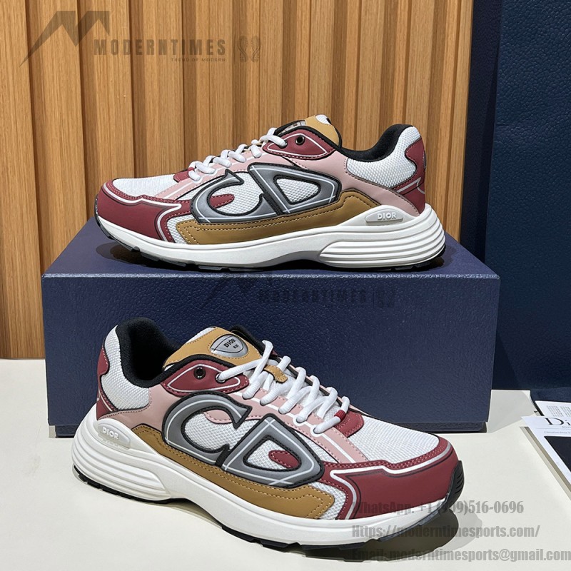 DIOR B30 White Brown Beige Mesh Calfskin Sneakers for Men and Women DIOR B30 White Brown Beige Sneakers 3SN279ZMD H867 Luxury Mesh Calfskin Shoes