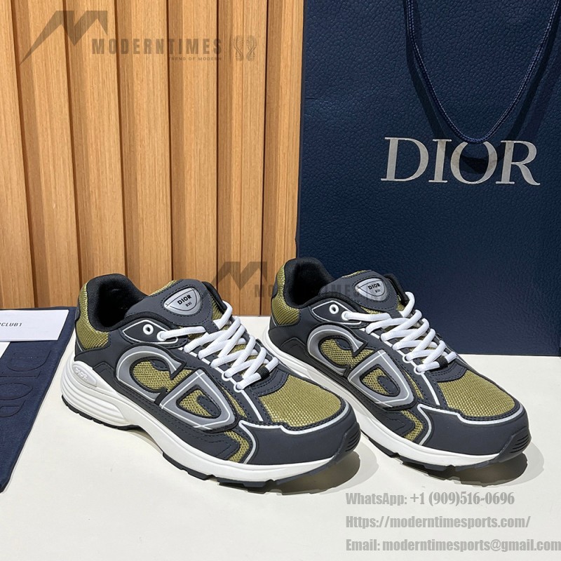 DIOR B30 Deep Green Black Sneakers for Men and Women DIOR B30 Deep Green Black Sneakers 3SN279ZRD H664 Luxury Mesh and Calfskin Shoes