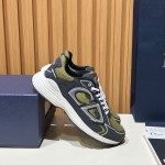 DIOR B30 Deep Green Black Sneakers for Men and Women DIOR B30 Deep Green Black Sneakers 3SN279ZRD H664 Luxury Mesh and Calfskin Shoes