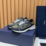 DIOR B30 Deep Green Black Sneakers for Men and Women DIOR B30 Deep Green Black Sneakers 3SN279ZRD H664 Luxury Mesh and Calfskin Shoes
