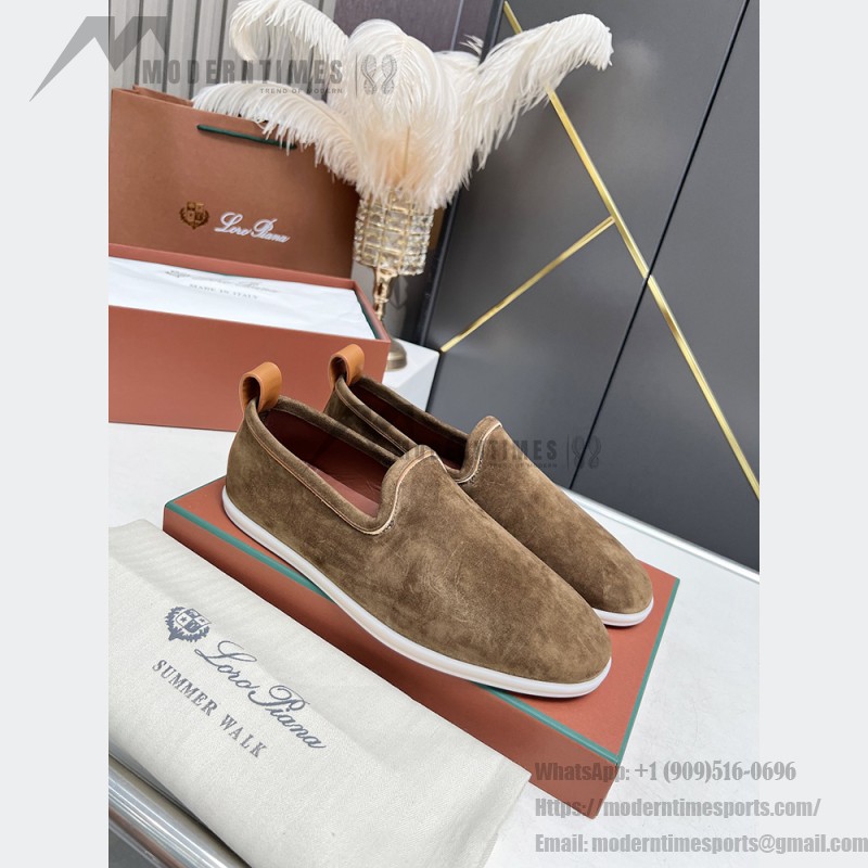 Loro Piana Venice Walk Loafer Men’s Shoes in Dark Birch Suede – Luxury Slip-On FAN1318-H15D