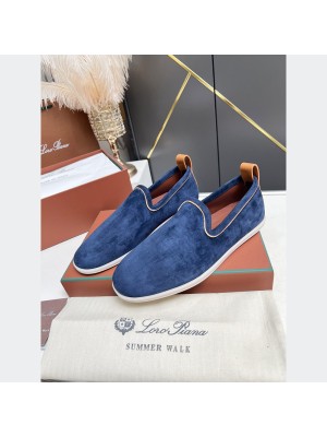 Loro Piana Venice Walk ローファー メンズシューズ ネイビーブルー – ラグジュアリー スエード スリッポン FAN1318-W000