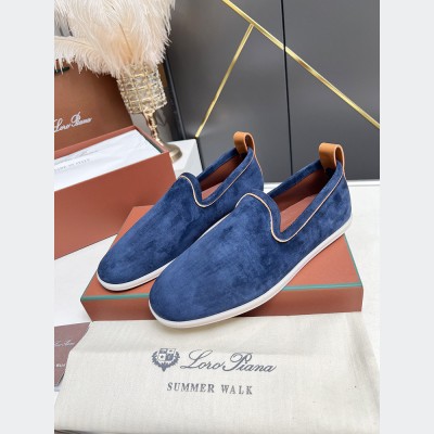 Loro Piana Venice Walk Loafer Men’s Shoes Navy Blue – Luxury Suede Slip-On FAN1318-W000