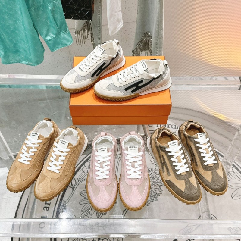 HERMES Jet Sneakers Beige Lin Vert Toundra luxury low-top designer shoes