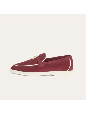Loro Piana Damen-Sommer-Charm-Walk-Loafer FAL5899-Q07N | Azuki Beans Luxuslederschuhe für Frauen