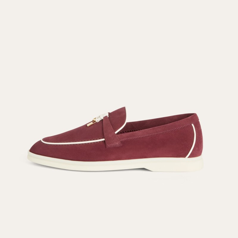 Loro Piana Women's Summer Charms Walk Loafer FAL5899-Q07N Front View Azuki Beans Leather Loafers