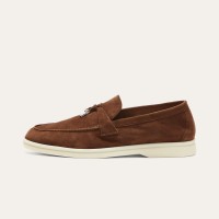 Loro Piana サマーチャームズ ウォーク ローファー FAE5444-E424 サドルブラウン 女性用 高級デザイナーコンフォートシューズ