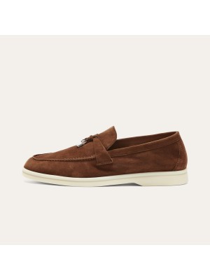 Loro Piana サマーチャームズ ウォーク ローファー FAE5444-E424 サドルブラウン 女性用 高級デザイナーコンフォートシューズ