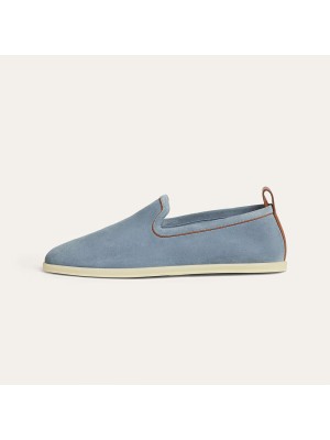 Loro Piana Venice Walk ローファー メンズシューズ – ブリスクブルー スエード高級スリッポン FAN1318-W1H1