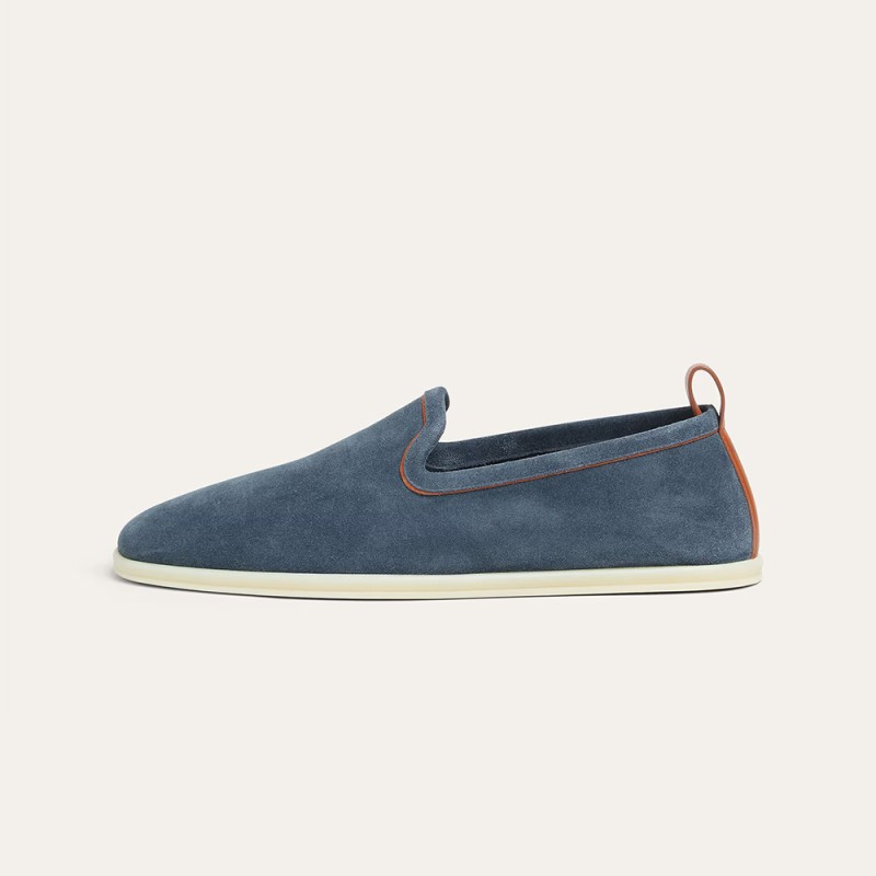 Loro Piana Venice Walk Loafer Men’s Shoes Navy Blue Luxury Suede Slip-On FAN1318-W000